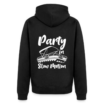 Party In Slow Motion 2 - Unisex Premium Bio Zip Hoodie - Schwarz - Hinten - Nico (187cm)