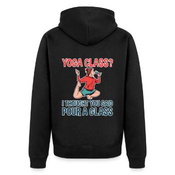 Yoga Class, I Thought You Said Pour A Glass 2 - Unisex Premium Bio Zip Hoodie - Schwarz - Hinten - Nico (187cm)