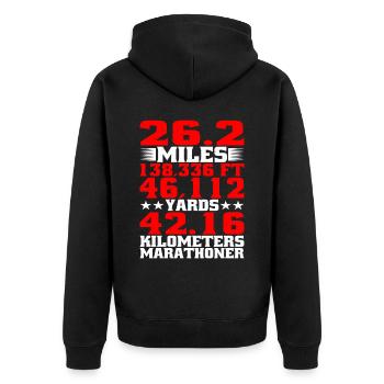 26,2 milles 138 336 pi 46 112 verges 42,16 km - Veste à capuche bio Premium Unisexe - noir - Dos - Nico (187cm)
