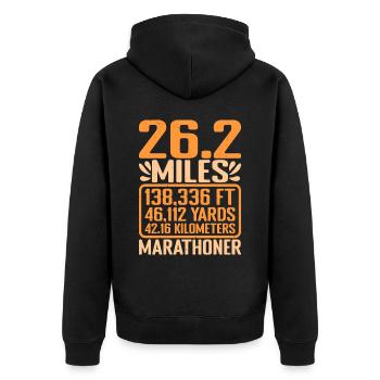 26,2 milles 138 336 pi 46 112 verges 42,16 km 3 - Veste à capuche bio Premium Unisexe - noir - Dos - Nico (187cm)
