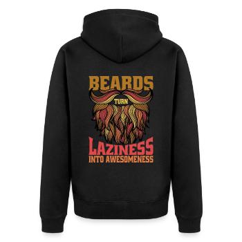 Beards Turn Laziness Into Awesomeness 2 - Unisex Premium Bio Zip Hoodie - Schwarz - Hinten - Nico (187cm)