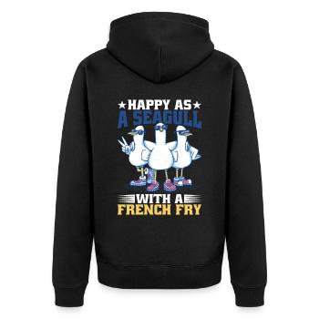 Happy As A Seagull With A French Fry - Unisex Premium Organic Zip Hoodie - black - Back - Nico (187cm)