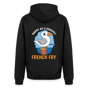 Happy As A Seagull With A French Fry 3 - Unisex Premium Organic Zip Hoodie - black - Back - Nico (187cm)