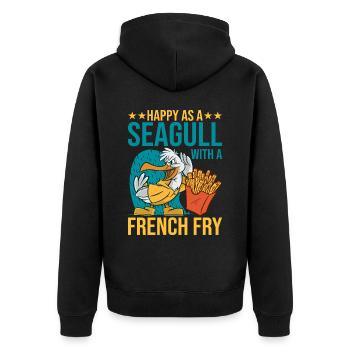 Happy As A Seagull With A French Fry 2 - Unisex Premium Organic Zip Hoodie - black - Back - Nico (187cm)