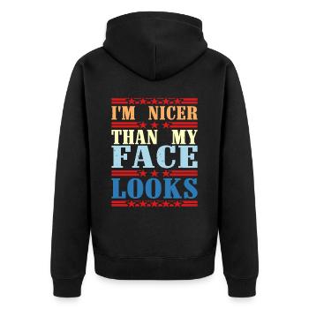 Je suis plus beau que mon visage n’en a l’air 2 - Veste à capuche bio Premium Unisexe - noir - Dos - Nico (187cm)