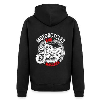 Motorcycles And Mascara 2 - Unisex Premium Bio Zip Hoodie - Schwarz - Hinten - Nico (187cm)