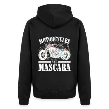 Motorcycles And Mascara - Unisex Premium Bio Zip Hoodie - Schwarz - Hinten - Nico (187cm)