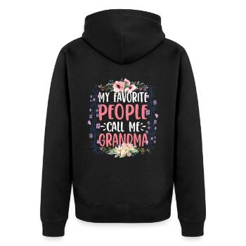 My Favorite People Call Me Grandma 3 - Unisex Premium Bio Zip Hoodie - Schwarz - Hinten - Nico (187cm)