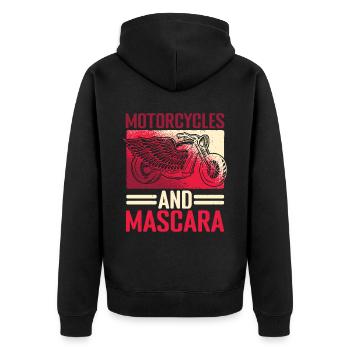Motorcycles And Mascara 3 - Unisex Premium Bio Zip Hoodie - Schwarz - Hinten - Nico (187cm)