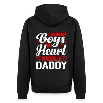 Désolé les garçons, mon cœur appartient à papa 4 - Veste à capuche bio Premium Unisexe - noir - Dos - Nico (187cm)