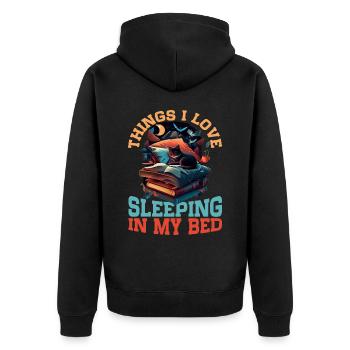 Les choses que j’aime, dormir dans mon lit 14 - Veste à capuche bio Premium Unisexe - noir - Dos - Nico (187cm)