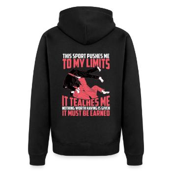 This Sport Pushes Me To My Limits 2 - Unisex Premium Organic Zip Hoodie - black - Back - Nico (187cm)