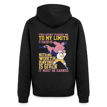 This Sport Pushes Me To My Limits 3 - Unisex Premium Organic Zip Hoodie - black - Back - Nico (187cm)