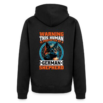 This Human Is Protected By A German Shepherd 13 - Unisex Premium Organic Zip Hoodie - black - Back - Nico (187cm)