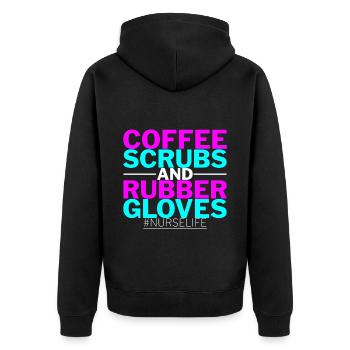 Coffee Scrubs And Rubber Gloves #nurselife 2 - Unisex Premium Bio Zip Hoodie - Schwarz - Hinten - Nico (187cm)
