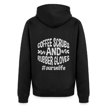 Coffee Scrubs And Rubber Gloves #nurselife 3 - Unisex Premium Bio Zip Hoodie - Schwarz - Hinten - Nico (187cm)