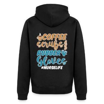 Gommages à café et gants en caoutchouc #nurselife 4 - Veste à capuche bio Premium Unisexe - noir - Dos - Nico (187cm)