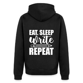Manger Dormir Écrire Répéter 2 - Veste à capuche bio Premium Unisexe - noir - Dos - Nico (187cm)
