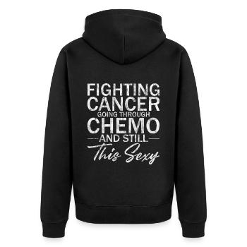 Combattre le cancer, et toujours ce sexy 3 - Veste à capuche bio Premium Unisexe - noir - Dos - Nico (187cm)