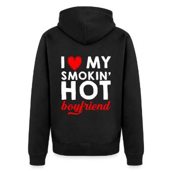 I Love My Smokin' Hot Boyfriend 2 - Unisex Premium Bio Zip Hoodie - Schwarz - Hinten - Nico (187cm)