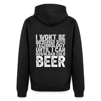 Until I Can Download Cold Beer 3 - Unisex Premium Bio Zip Hoodie - Schwarz - Hinten - Nico (187cm)