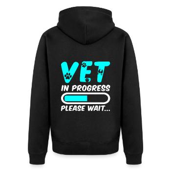 Vet In Progress, Please Wait 4 - Unisex Premium Bio Zip Hoodie - Schwarz - Hinten - Nico (187cm)