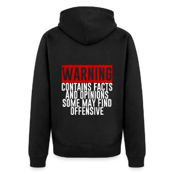 Contains Facts And Opinions Some Find Offensive 2 - Unisex Premium Bio Zip Hoodie - Schwarz - Hinten - Nico (187cm)