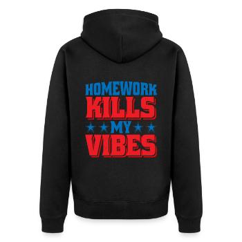 Les devoirs tuent mes vibrations - Veste à capuche bio Premium Unisexe - noir - Dos - Nico (187cm)