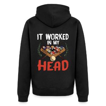 It Worked In My Head - Unisex Premium Organic Zip Hoodie - black - Back - Nico (187cm)