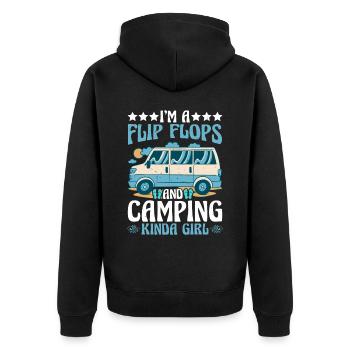 Je suis une fille de Flip Flops et de Camping - Veste à capuche bio Premium Unisexe - noir - Dos - Nico (187cm)