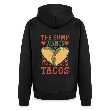 The Bump Wants Tacos - Unisex Premium Organic Zip Hoodie - black - Back - Nico (187cm)