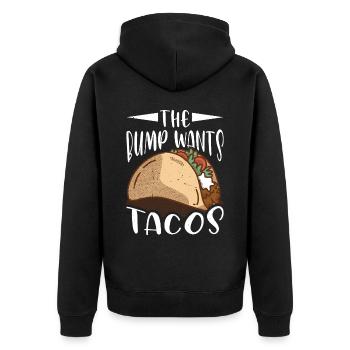 The Bump Wants Tacos 3 - Unisex Premium Bio Zip Hoodie - Schwarz - Hinten - Nico (187cm)