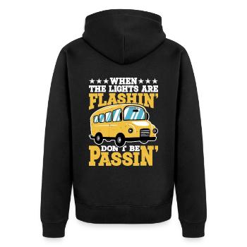 When The Lights Are Flashin' Don't Be Passin' 2 - Unisex Premium Bio Zip Hoodie - Schwarz - Hinten - Nico (187cm)