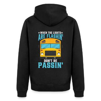When The Lights Are Flashin' Don't Be Passin' 3 - Unisex Premium Bio Zip Hoodie - Schwarz - Hinten - Nico (187cm)