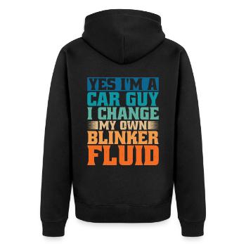 Yes I'm A Car Guy, I Change My Own Blinker Fluid - Unisex Premium Bio Zip Hoodie - Schwarz - Hinten - Nico (187cm)