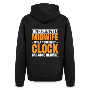 When Your Body Clock Has Gone Haywire 3 - Unisex Premium Bio Zip Hoodie - Schwarz - Hinten - Nico (187cm)