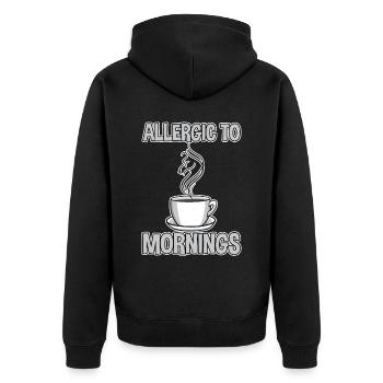 Allergic To Mornings 4 - Unisex Premium Organic Zip Hoodie - black - Back - Nico (187cm)