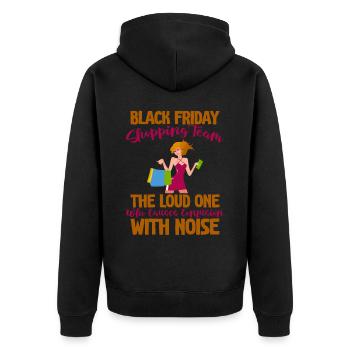 Black Friday Shopping Team 4 - Unisex Premium Bio Zip Hoodie - Schwarz - Hinten - Nico (187cm)