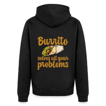 Burrito Solves All Your Problems 2 - Unisex Premium Organic Zip Hoodie - black - Back - Nico (187cm)