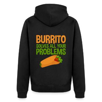 Burrito Solves All Your Problems 4 - Unisex Premium Organic Zip Hoodie - black - Back - Nico (187cm)