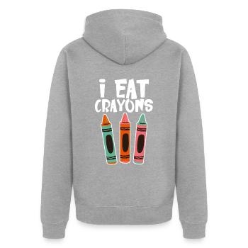 I Eat Crayons 4 - Unisex Premium Organic Zip Hoodie - heather grey - Back - Nico (187cm)