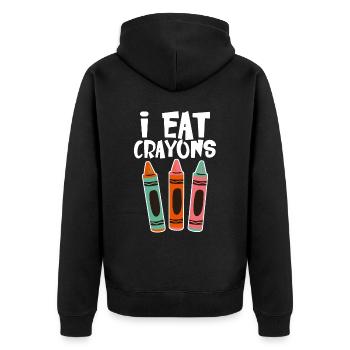 I Eat Crayons 4 - Unisex Premium Bio Zip Hoodie - Schwarz - Hinten - Nico (187cm)