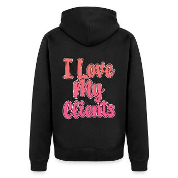 I Love My Clients - Unisex Premium Organic Zip Hoodie - black - Back - Nico (187cm)