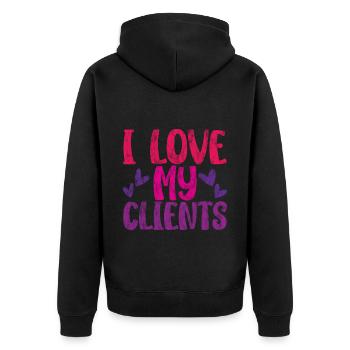 I Love My Clients 3 - Unisex Premium Bio Zip Hoodie - Schwarz - Hinten - Nico (187cm)