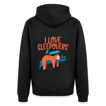 J’adore les soirées pyjama 4 - Veste à capuche bio Premium Unisexe - noir - Dos - Nico (187cm)