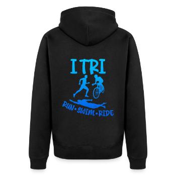 I Tri, Run Swim Ride 4 - Veste à capuche bio Premium Unisexe - noir - Dos - Nico (187cm)