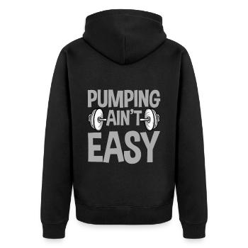 Pumping Ain't Easy 4 - Unisex Premium Bio Zip Hoodie - Schwarz - Hinten - Nico (187cm)