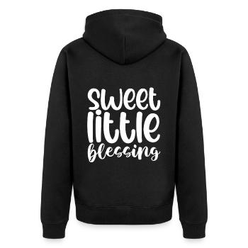 Sweet Little Blessing 4 - Unisex Premium Bio Zip Hoodie - Schwarz - Hinten - Nico (187cm)