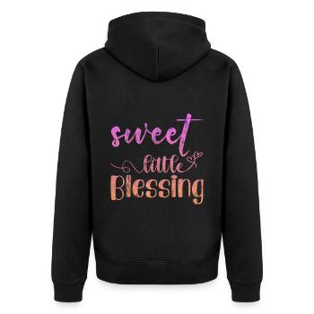 Sweet Little Blessing 3 - Unisex Premium Bio Zip Hoodie - Schwarz - Hinten - Nico (187cm)