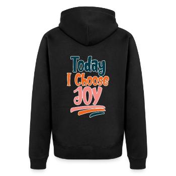 Today I Choose Joy 2 - Unisex Premium Organic Zip Hoodie - black - Back - Nico (187cm)